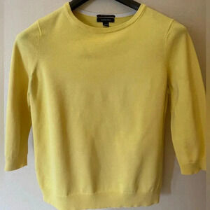 Lands End Women's yellow Crew Neck Sweater size medium petite